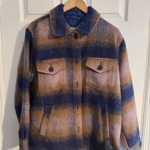 Gap Blue and Tan Plaid Shacket